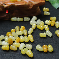 黄色小葫芦配件天然黄龙玉散珠玉石DIY饰品配件金丝玉圆珠批发