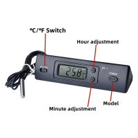 DS-1 Автомобильный термометр с ЖК-дисплеем, часы C/F, контроллер датчика температуры, термостат для помещений и улицы с зондом для автомобиля