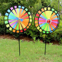 36 см Красочная радуга тройное колесо ветровой Спиннер мельница для сада ярда декоративные игрушки
