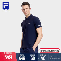 FILA Fila官方男子針織短袖POLO衫2023秋季新款簡約運動翻領上衣