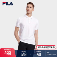 FILA Fila官方男子短袖POLO衫2023秋新簡約質感商務休閒針織上衣