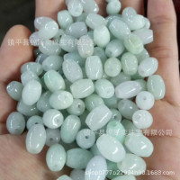 厂家直销天然冰糯种翡翠A货路路通米珠批发玉石DIY饰品配件