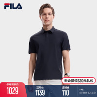 FILA Fila官方男子短袖POLO衫2023秋季新款簡約商務休閒針織上衣