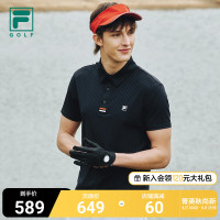 FILA GOLFFila男子短袖POLO衫夏季款高爾夫簡約商務條紋男POLO衫