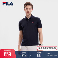 FILA Fila官方男子針織短袖POLO衫2023秋季新款簡約商務休閒上衣