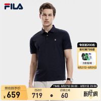 FILA Fila官方男子針織短袖POLO衫2023秋季新款簡約商務休閒上衣