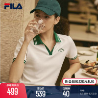 【張鈞甯同款】FILA網球菁質POLO衫Fila女子2023秋新優雅翻領上衣