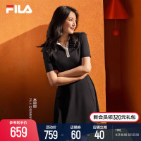 【高圓圓同款】FILA Fila官方女子洋裝2023秋季新款顯瘦裙子