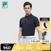 FILA GOLFFila男子短袖POLO衫2023秋簡約高爾夫運動抗紫外線上衣