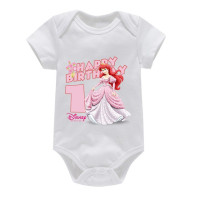 Комбинезоны для маленьких принцесс Disney, Золушка Ариэль, это мой первый день рождения, детская праздничная одежда, хлопковые наряды для девочек, подарки для душа