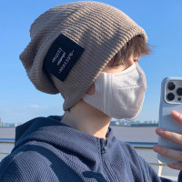 堆堆帽男冷帽春秋男生潮牌针织帽男士潮大头围宽松毛线帽棉帽秋冬