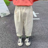 Брюки для мальчиков и девочек, весенние и осенние детские повседневные брюки, детские брюки в Западном Корейском стиле, детские белые эластичные брюки