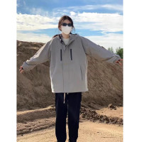 灰色衝鋒衣女款小個子運動爬山登山服2023新款女三合一外套套裝薄