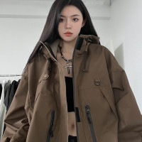 歐美hiphop高街復古衝鋒衣立領連帽夾克美式復古vintage外套ins潮