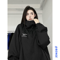 衝鋒衣外套女夏季薄款防曬衣2023新款美式棒球服春秋夾克運動上衣