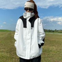 apocket美式街頭機能風連帽衝鋒衣男女ins戶外寬鬆拉鍊外套情侶潮