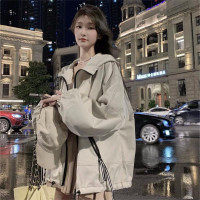 vintage美式衝鋒衣外套女春秋薄款風衣夾克2023新款爆款百搭上衣