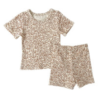 Футболка и шорты с принтом для мальчиков и девочек, повседневный комплект из двух предметов, кондиционер, летняя одежда