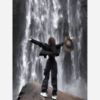 川西旅行穿搭褲子女夏天薄款百丈漈專業戶外徒步工裝褲兵傘衝鋒褲