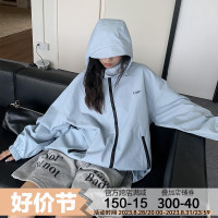 橘子樹在哪兒戶外登山防曬衝鋒衣女夏季美式高街寬鬆休閒連帽外套