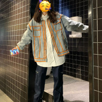 大尺碼牛仔外套女早秋新款高街設計感美式復古百搭ins寬鬆顯瘦夾克