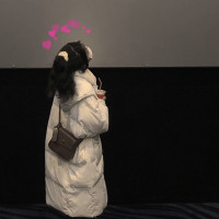 一週無休羽絨服女米白色中長版過膝小個子90白鴨絨連帽加厚外套