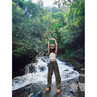 戶外露營穿搭川西春秋褲子美式工裝褲女2023新款登山褲爬山衝鋒褲