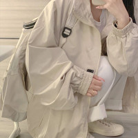 日系復古工裝夾克衝鋒衣外套女小個子2023春夏薄款獨特風衣上衣潮