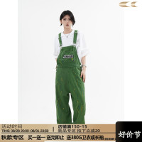 川川也原創牛仔美式復古噴墨工裝抱嬰袋褲寬鬆休閒男女長褲hiphop潮