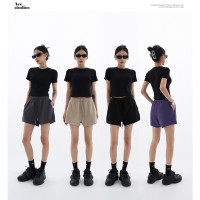 Acestudios 四色密織短款衛褲女2023夏季新款百搭寬鬆短褲潮