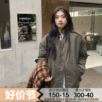 橘子樹在哪兒美式簡約飛行外套外套女春秋復古bf中性風軍綠棒球夾克