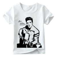 Детская футболка с принтом Elvis Presley King of Rock, летние белые топы для мальчиков и девочек, детская модная повседневная футболка, ooo473