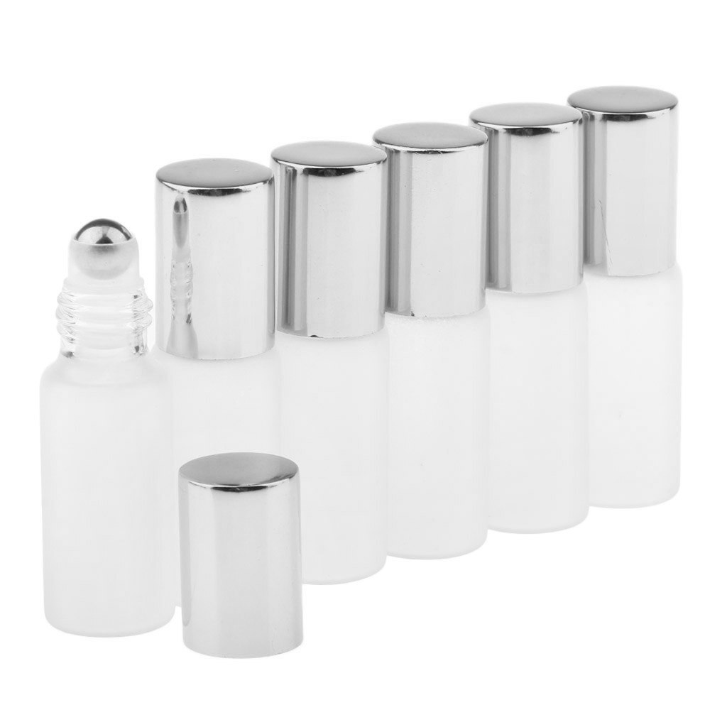 6 Pieces Empty  Bottles 5 Ml Frosted Glass Roller Bottles Containers