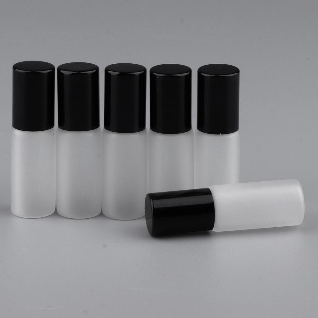 6 Pieces Empty  Bottles 5 Ml Frosted Glass Roller Bottles Containers