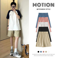 純棉運動短褲女夏薄款高腰小個子休閒中褲寬鬆直筒a字闊腿五分褲