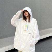 JU403 原創純色戶外運動連帽防曬衣冰絲超薄寬鬆防紫外線上衣男女