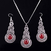 Комплект украшений для женщин из тибетского серебра с кулоном и серёжками, 3 шт