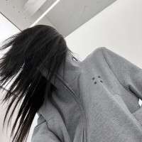 美伢FUZZYKON春秋極簡百搭運動夾克雙拉鍊衛衣立領短外套黑灰