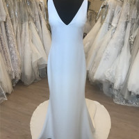 100% реальные фотографии свадебное платье женское свадебное платье с V-образным вырезом с открытой спиной на бретельках современное простое платье из крепа