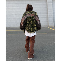 秋冬美式vintage棒球服男女2022新款刺繡冬季羊羔絨迷彩加厚外套
