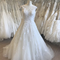 Платье Свадебное ТРАПЕЦИЕВИДНОЕ из тюля, Кружевная аппликация, искусственное свадебное платье, свадебные наряды, на заказ
