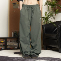 MMBBT爵士街舞褲子女夏季運動滑板復古寬鬆垂感鬆緊腰休閒工作服褲