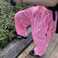 MMBBT辣妹工裝褲女多巴胺褶皺垂感夏季薄款街舞傘兵運動速乾褲子