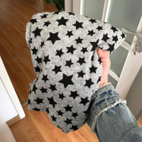 美式復古慵懶風星星印花休閒褲女夏季高腰寬鬆顯瘦垂感直筒寬褲