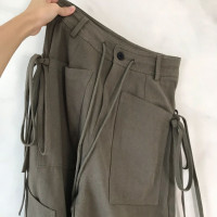 美式復古hiphop工裝褲女夏季高街設計感寬鬆窄版闊腿休閒運動褲子