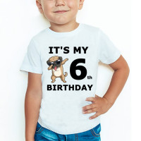 С днем рождения номер 1-10 мультяшная Собака детская одежда для девочек мальчиков футболка подарок на день рождения детская одежда футболки, YKP021