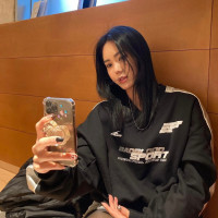 韓國badblood美式復古春季新款V領套頭寬鬆長袖街頭拼色衛衣ins