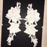 1 пара светильник-бежевых хлопковых зеркальных красивых цветов розы Кружевная аппликация для шитья украшение в паре