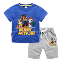 Летние повседневные шорты с мультяшным принтом из м/ф «Щенячий патруль» для девочек, хлопковый комплект из футболки и брюк для мальчиков