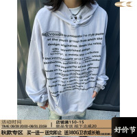 川川也美式高街水洗連帽運動衫男女街頭寬鬆套頭上衣初秋oversize潮